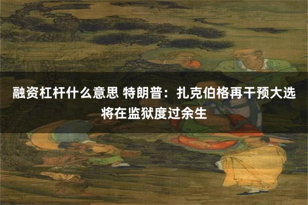 融资杠杆什么意思 特朗普：扎克伯格再干预大选将在监狱度过余生