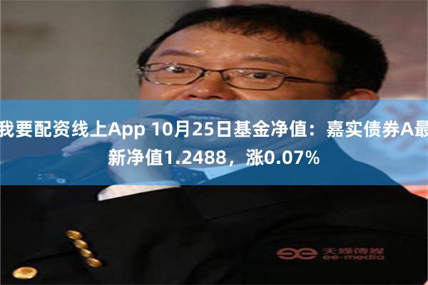 我要配资线上App 10月25日基金净值：嘉实债券A最新净值1.2488，涨0.07%