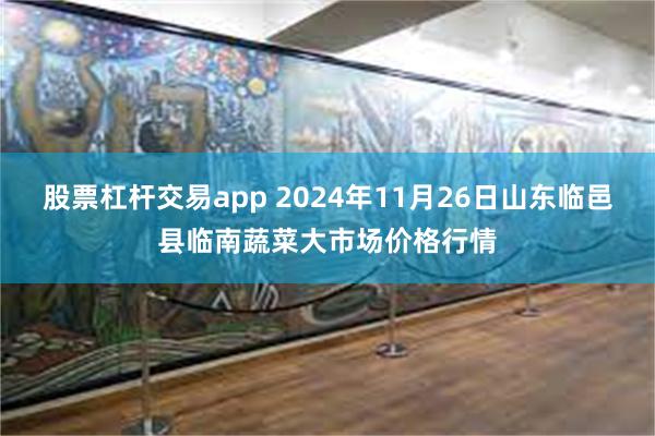 股票杠杆交易app 2024年11月26日山东临邑县临南蔬菜大市场价格行情